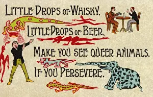 Demons Prints: Comic Postcard - Perils of the Demon Drink - Hallucinations