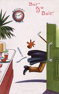 Secure Collection: Comic Postcard - a play on the phrase Bar & Bolt