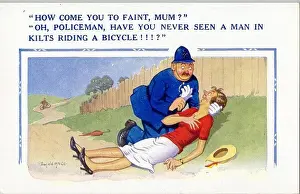 Policemen Prints: Comic postcard, Policeman and fainting woman Date: 20th century