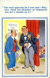 Rosette Prints: Comic postcard, Two political candidates campaigning Date: 20th century