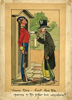 Posting Prints: Comic postcard, Posting a letter in the wrong box Date: 20th century