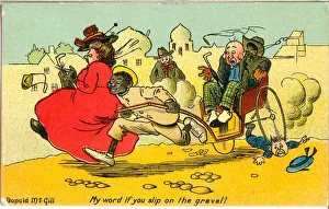 Comic postcard, Rickshaw ride - My word if you slip on the gravel Comic postcard, Rickshaw ride - My word if you slip on the gravel