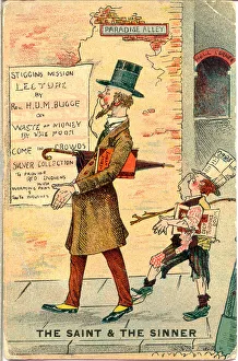 Hell Gallery: Comic postcard, The saint and the sinner Date: early 20th century