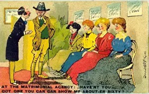 Comic postcard, Scene at a matrimonial agency Date: 20th century