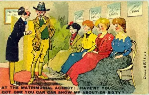 Agency Gallery: Comic postcard, Scene at a matrimonial agency Date: 20th century
