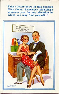 Shorthand Collection: Comic postcard, Scene at secretarial college