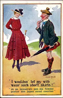 Scotsman Prints: Comic postcard, Scotsman and young woman Date: early 20th century
