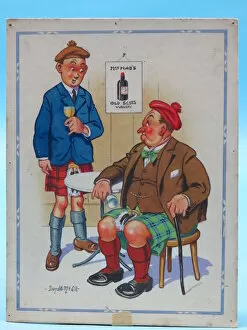 Comic postcard, Two Scotsmen drinking in a pub