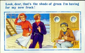 Comic postcard, Sea sickness on board ship Date: 20th century