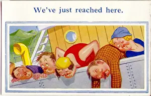 Comic postcard, Sea sickness on a boat Date: 20th century