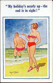 Sticking Prints: Comic postcard, Seaside holiday nearly over
