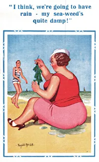 Seaweed Prints: Comic postcard, seaweed on the beach