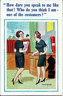 Assistants Prints: Comic postcard, Two shop assistants Date: 20th century