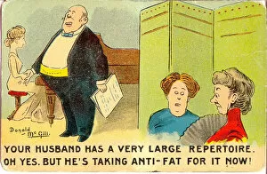 Accompanist Gallery: Comic postcard, Singer with large repertoire