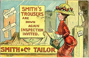 Comic postcard, Smiths Trousers Are Down Again - Inspection Invited Date
