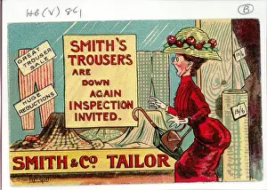 Comic postcard, Smiths Trousers Are Down Again - Inspection Invited Date