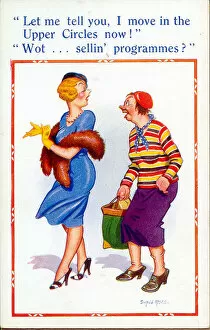 Tall Gallery: Comic postcard, Socially superior - two women Date: 20th century
