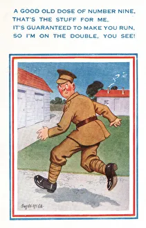 Comic postcard, Soldier in the British Army, WW2