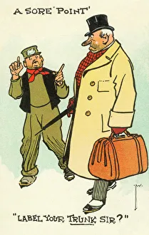 Stern Prints: Comic postcard - A Sore Point - Label your Trunk