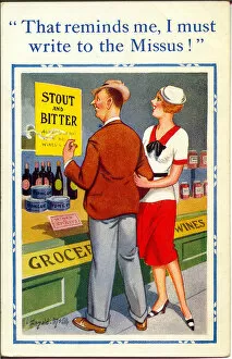 Comic postcard, Stout and bitter