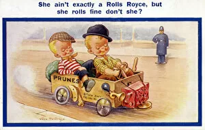 Images Dated 20th October 2020: Comic postcard - Two Street Urchins with their soapbox racer