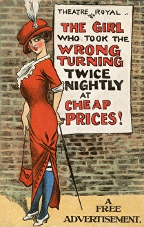 Knowing Collection: Comic Postcard - Suggestive poster and girl
