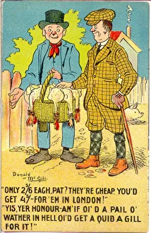 Hell Gallery: Comic postcard, Supply and demand - the price of poultry Date: 20th century
