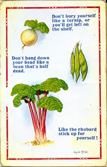 Hang Prints: Comic postcard, Turnip, beans and rhubarb