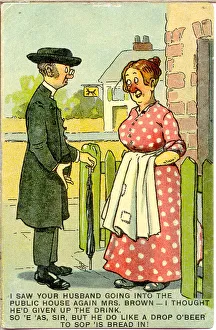 Morals Gallery: Comic postcard, Vicar and housewife Date: 20th century