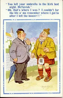 Scot Collection: Comic postcard, Vicar and Scotsman Date: 20th century