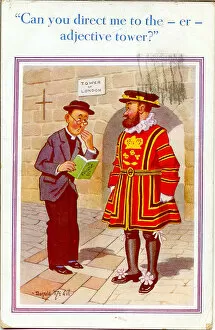 Word Gallery: Comic postcard, Vicar at the Tower of London