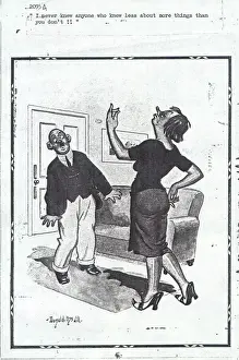 Useless Prints: Comic postcard, Woman annoyed with husband for his lack of knowledge Date