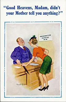 Curiosity Prints: Comic postcard, Woman at Information Bureau Date: 20th century