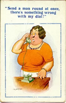 Wrong Collection: Comic postcard, Woman on the phone Date: 20th century