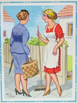 Pinafore Gallery: Comic postcard, Woman talking about marriage. He said it would be like the Garden of Eden