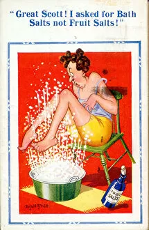 Surprised Gallery: Comic postcard, Woman with wrong kind of salts Date: 20th century