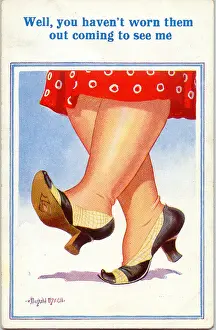 Ankles Prints: Comic postcard, Womans feet in court shoes Date: 20th century