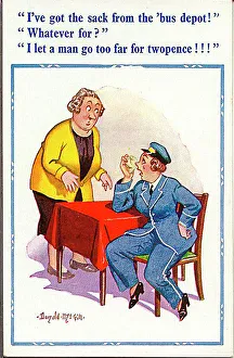 Twopence Prints: Comic postcard, Two women chatting