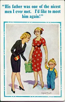 Nicest Prints: Comic postcard, Two women and a little boy Date: 20th century