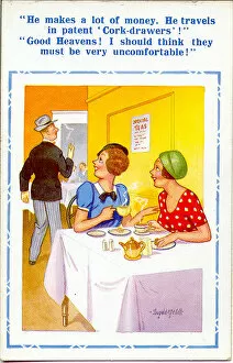 Salesman Collection: Comic postcard, Two women in a teashop