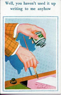 Pens Prints: Comic postcard, Writing materials, ink, pen and blotter Date: 20th century