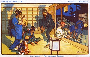 Removing Gallery: Comic scene in restaurant, Nagasaki, Japan