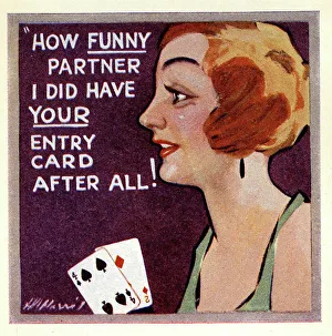 Comic Score Card for Bridge Playing Card Game No. 2