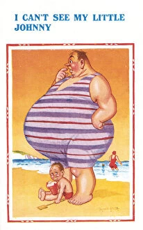Stomach Gallery: Comic Seaside Postcard - I Can t See My Little Johnny