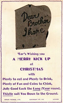 Images Dated 3rd July 2018: Comic verse on a Christmas and New Year card