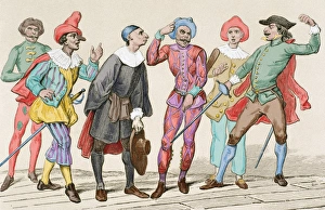 Actors Collection: Commedia dell arte Italian. 16th century. Engraving, 19th ce