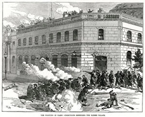 Barricades Gallery: Communards defending the Elysee Palace; Paris Commune 1871