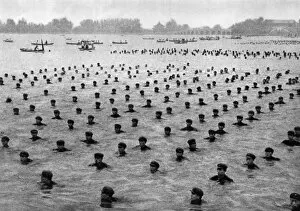 Communist China - swimmers in Yangtze River