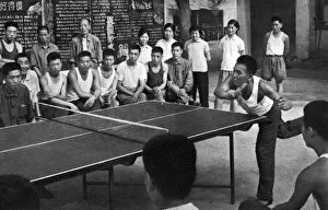 Images Dated 28th June 2016: Communist China - workers playing table tennis
