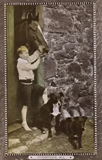 Treats Prints: Companions All - Boy with Horse and pet dogs